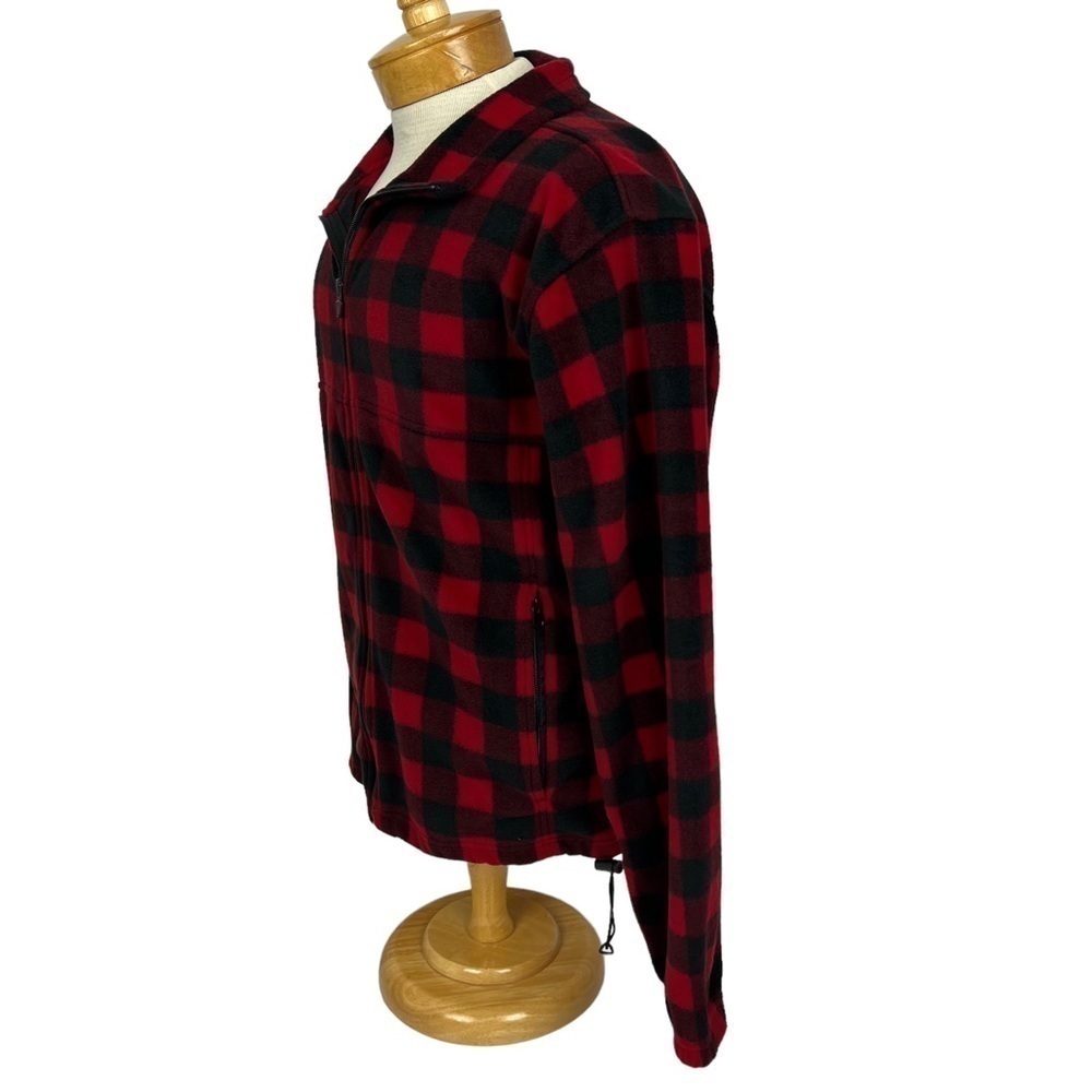 WOOD’N TRAIL Men’s Full Zip Buffalo Plaid Fleece Jacket Sz Small Zip Pockets - Picture 3 of 11